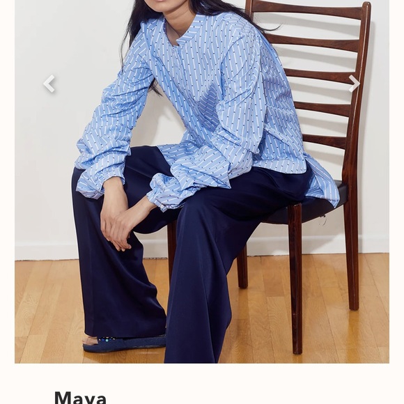 Ammara Maya long sleeve button down cotton structured blouse slouchy sleeves - Picture 2 of 16